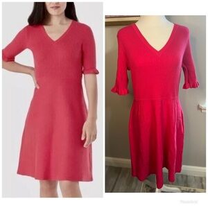 Kate Spade New York Sweater Dress Rose Pink Cotton Silk Blend NWT Large